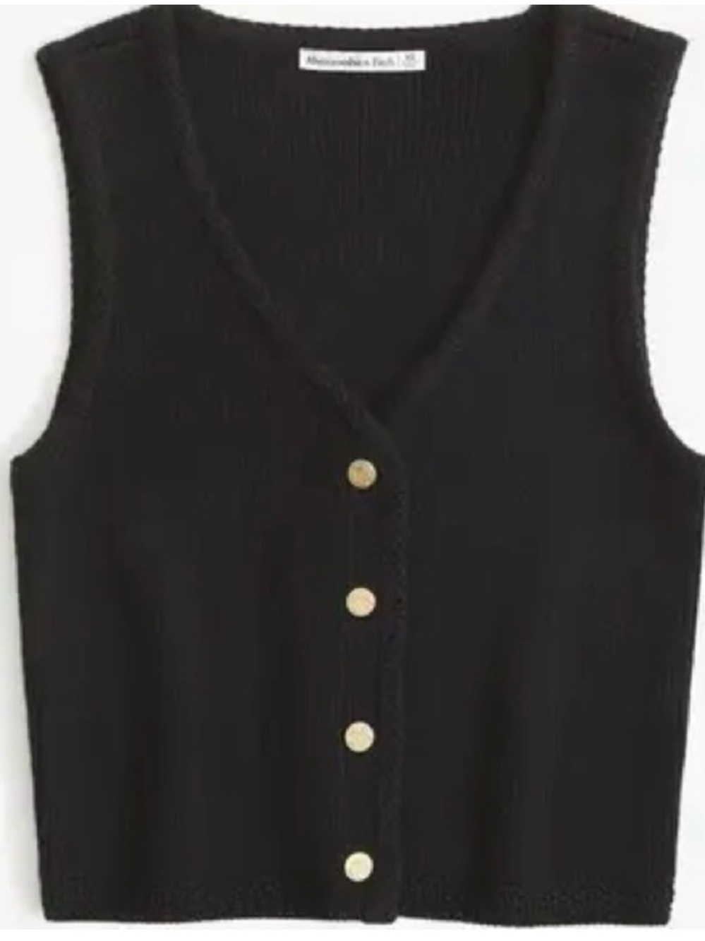 Abercrombie & Fitch Black Knit Vest with Gold Buttons - Size S